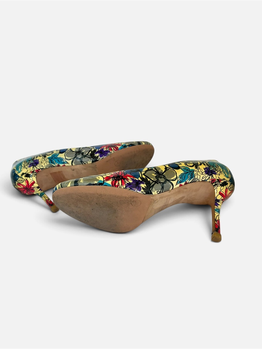 Miu Miu Yellow Floral Pointed-Toe Stiletto Pumps - Picture 3 of 7